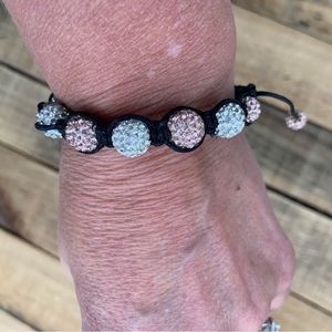 Shambala Bracelet Made with Real Swarovski Crystals Adjustable Length Rose Gold